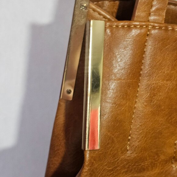 Madison West Vintage Camel Brown Faux Leather Handbag Purse Boho Cottagecore - Picture 10 of 16